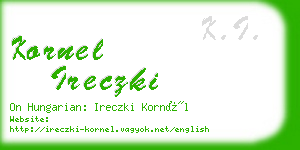 kornel ireczki business card